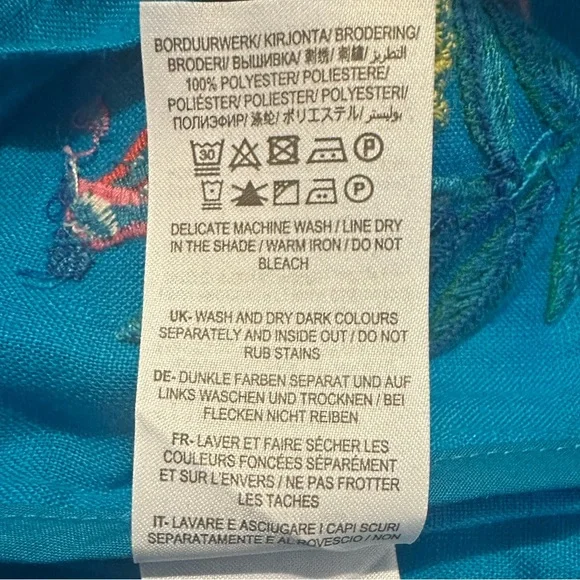 Boden Laura Linen Blue Lagoon Shift Dress Floral Embroidered Size 2R - Picture 16 of 16